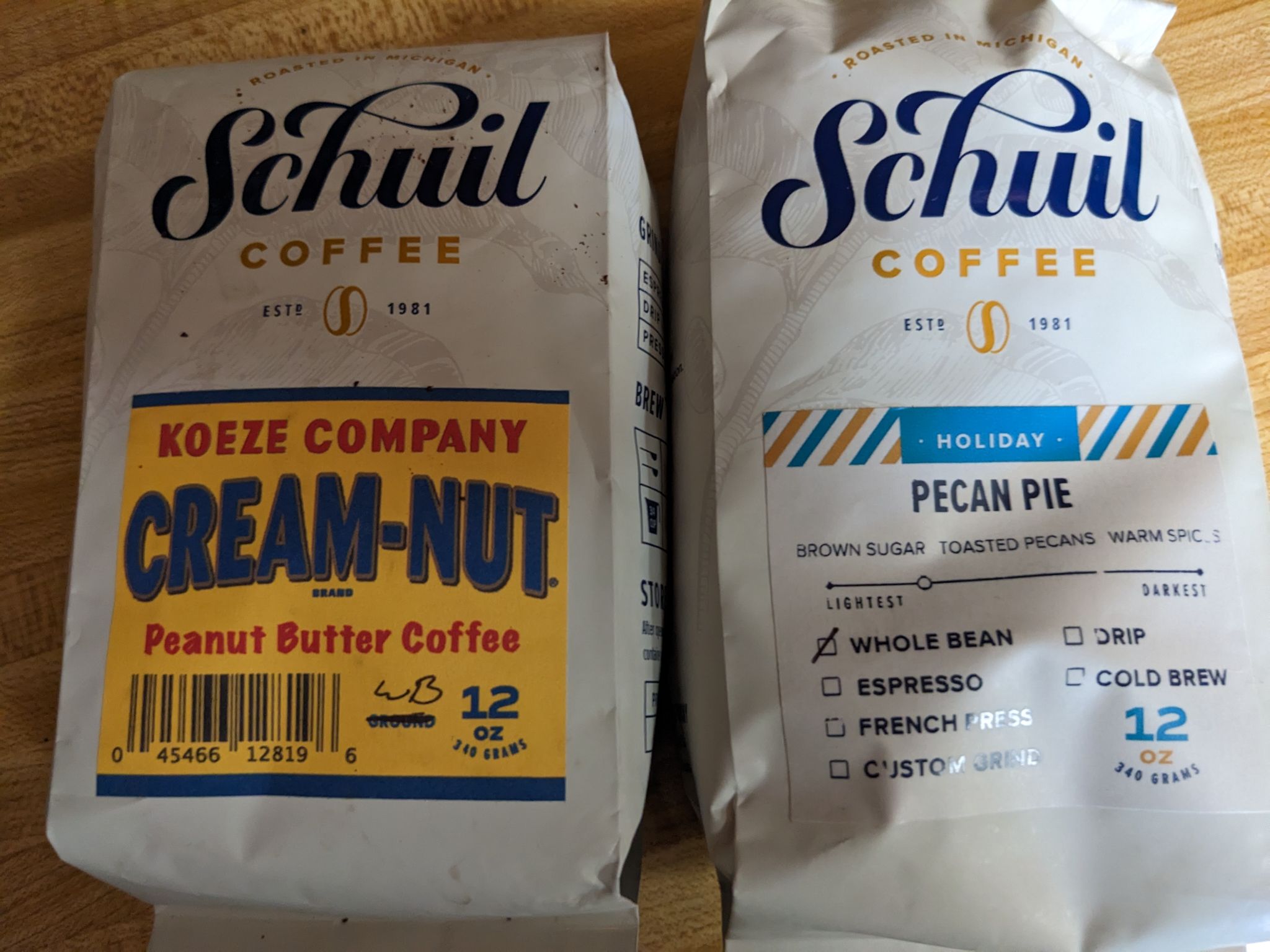 I got these 2 bags of Schuil while bean coffee over Christmas and just finished them. This is the first time I have had peanut butter coffee and it did not disappoint. The pecan pie was also excellent so I will try this roaster again in the future.