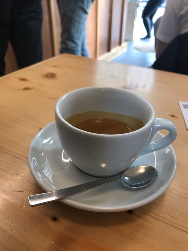 Perfect Doppio espresso. Their own espresso blend is delicious. 60% Brazilian, 40% Ethiopian, makes a perfect match with the smooth accidity, chololate and toasted flavors. 