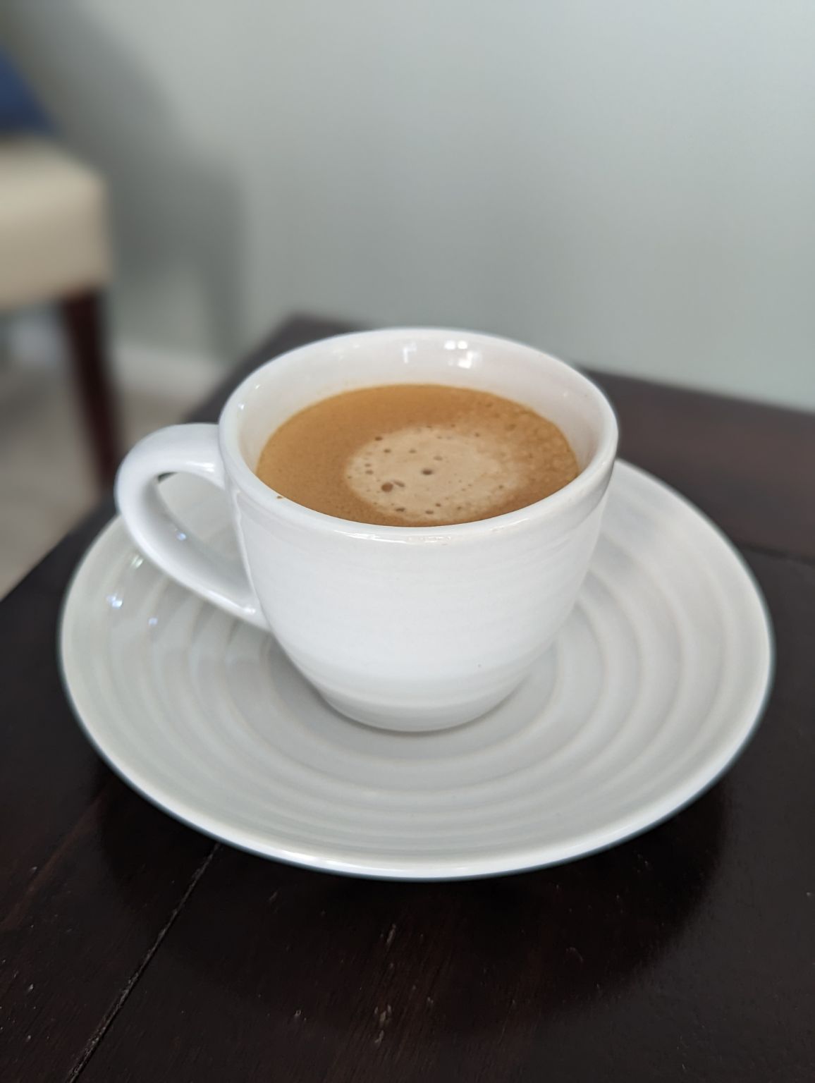 Enjoying a single in a proper espresso cup before the next meeting