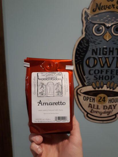 It's hard for me to find a flavored coffee that I like much past half the bag. Typically I get bored with it, or I start to taste the artificialness of the flavors.  But this blend was different. The amaretto flavor is prominent and delicious. The smell alone with worth the brew. Perfect with just a bit of cream and honey. Found at Jungle Jim's grocery store in Ohio. 