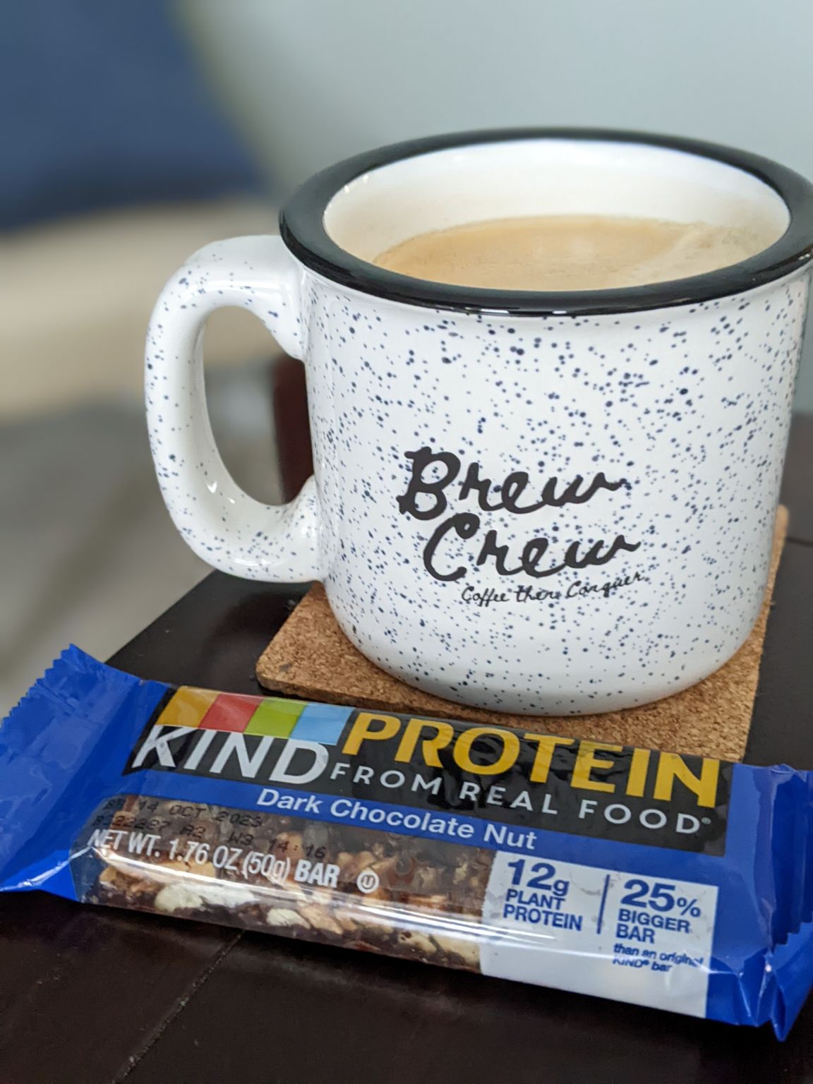 Drinking coffee with a donut alternative