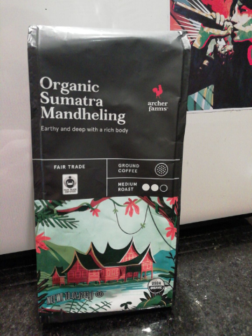 Organic Sumatra Mandheling, da Archer Farms. Local de aquisição: EUA. 