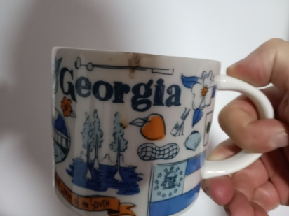 Starbucks Georgia coffee mug showing iconic and special things of my beloved state of Georgia.
