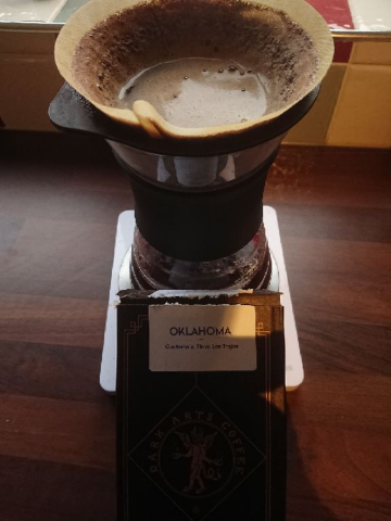 Dark Arts, Oklahoma. 
Lovely Guatemalan single origin, brewed through a V60, 30g of coffee, 480ml of water. Sweet and very smooth, thick rolling mouthfeel. 