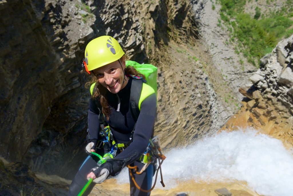 Abseiling and waterfall