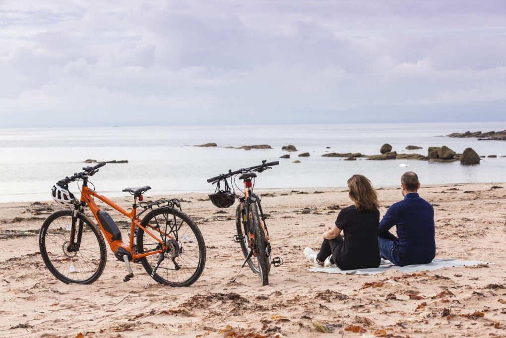 Bikes And People At Seamill Beach