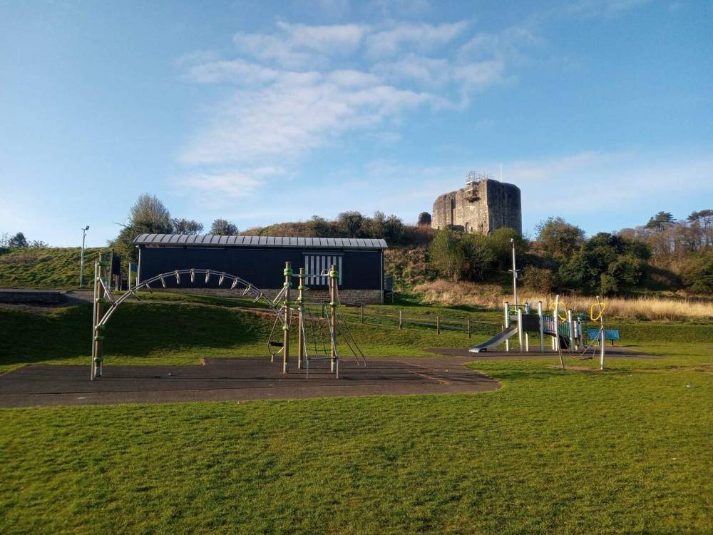 Picture of Dundonald Castle and Visitor Centre with a playground in front, Friends of Dundonald Castle SCIOv