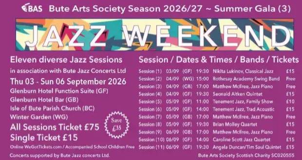 Bute Arts Society: Jazz Weekend Session (8) Brian Molley Quartet