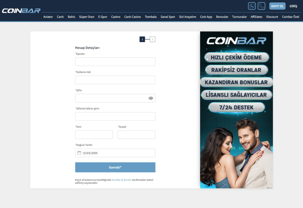 coinbar üyelik