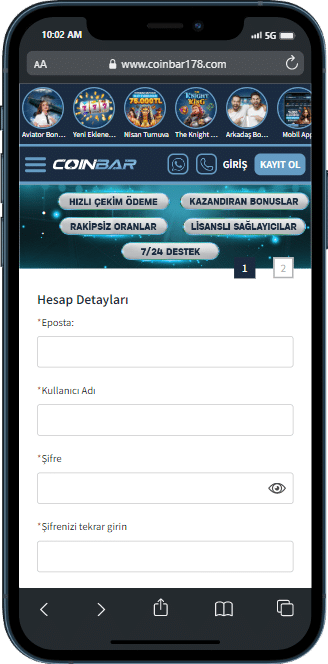 91189652 coinbar uyelik ekrani