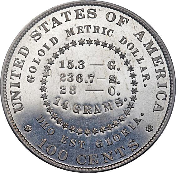 Coin 1 Dollar "1880 Goloid Metric Dollar" (Pattern) Estados Unidos undefined