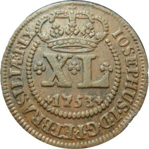 Coin 40 Réis - José I (Lisbon Mint) Brasil undefined