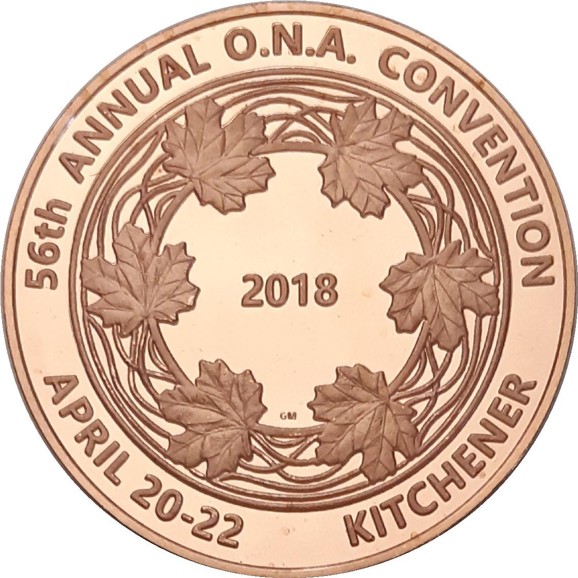 Coin Medal - Ontario Numismatic Association Convention 2018 (Kitchener, Ontario) Canadá undefined