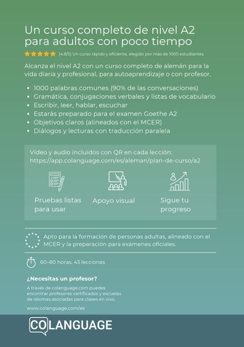 Aprender alemán A2 básico: curso estructurado con app y vídeo