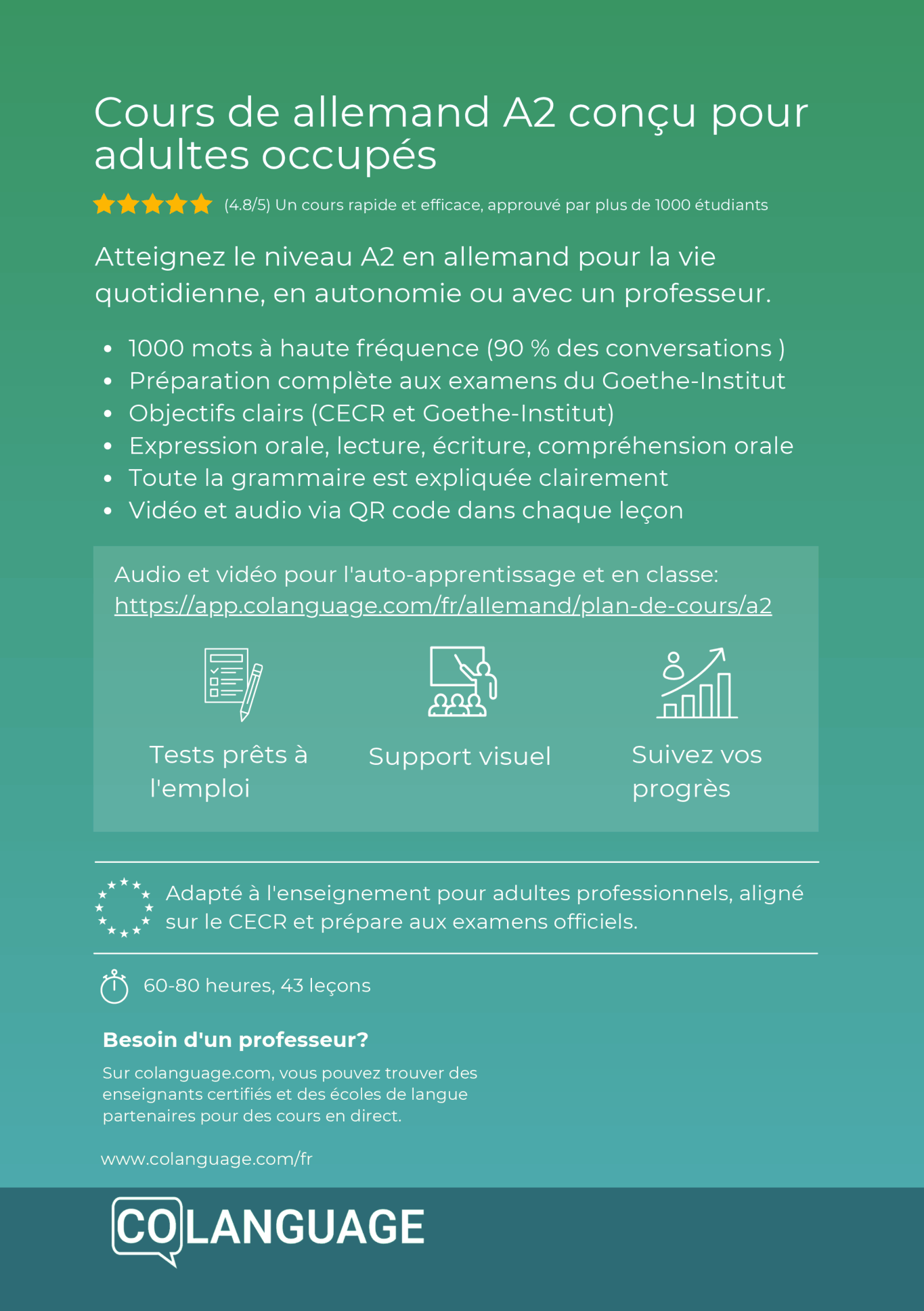 Allemand A2 élémentaire: cours complet avec audio et application