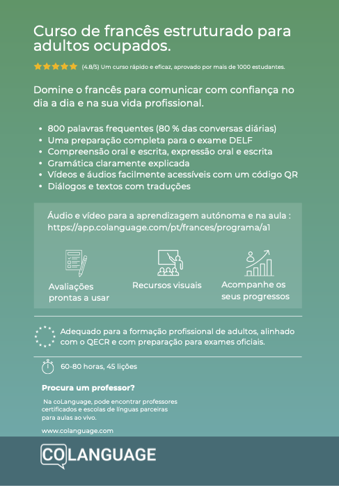 Aprender francês A1 para principiantes. Curso com uma aplicação, vídeos e áudio