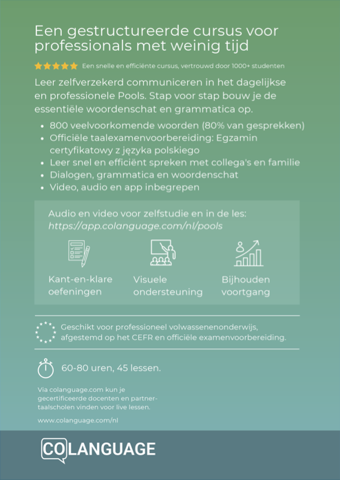 Pools leren voor beginners - Een stap voor stap A1 cursus voor volwassenen met weinig tijd (inclusief audio)