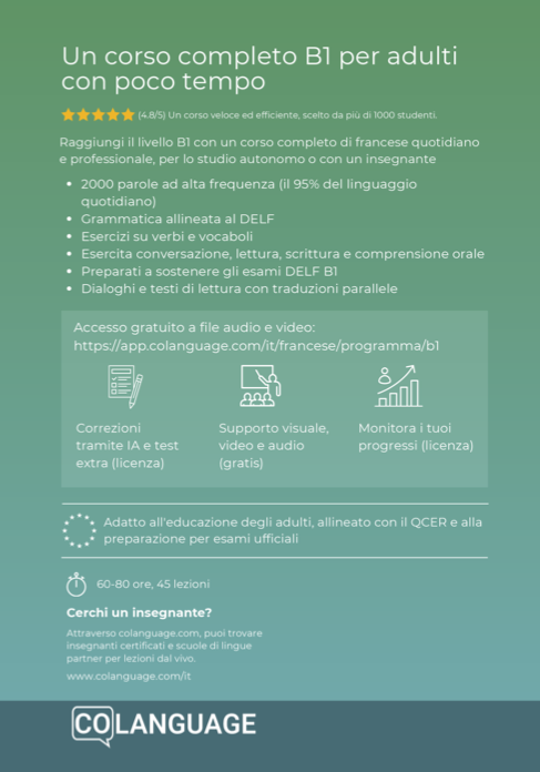 Imparare il francese B1 intermedio. Corso completo dall'A2 al B1 con audio