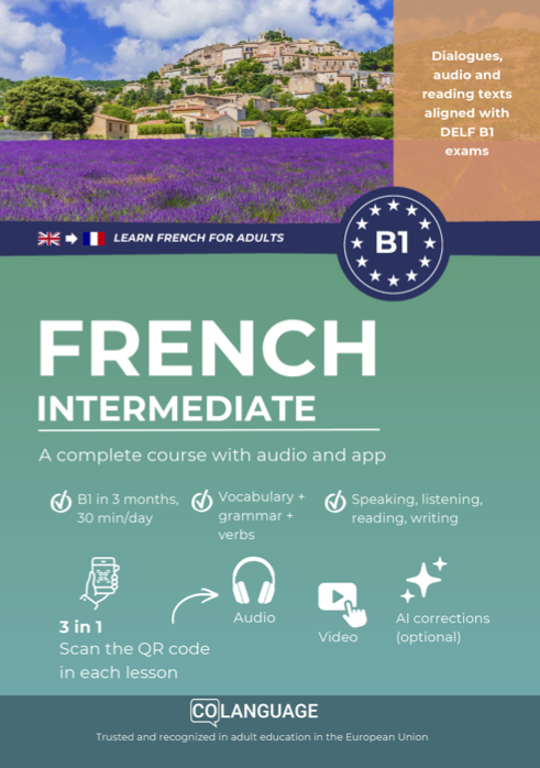 Learn French B1 intermediate. A complete course with audio and app