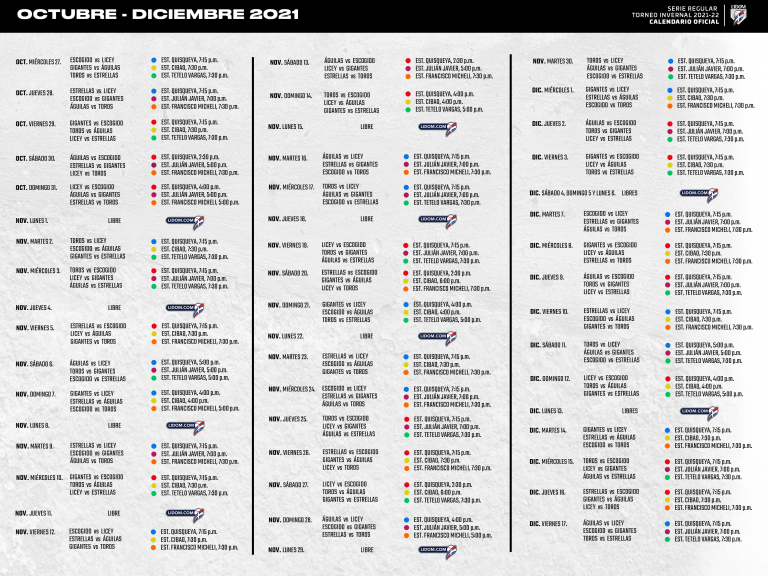LIDOM aprueba calendario del campeonato 20212022