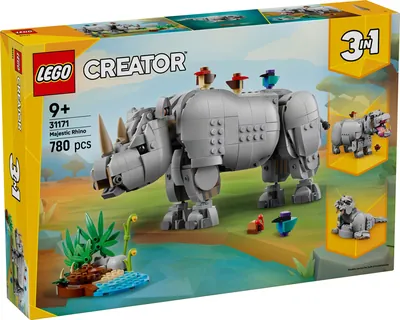 Wild Animals: Majestic Rhino with Birds