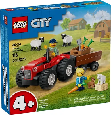 Red Farm Tractor with Trailer & Sheep