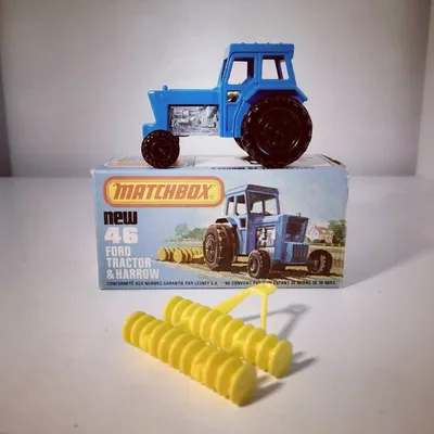 Original Vintage Matchbox No.: 46f Ford Tractor and Harrow ~ Made in England @ 1976 #vintagetoysforsale #vintagematchbox