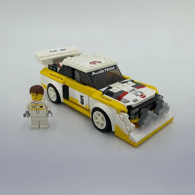 LEGO 76897 Speed Champions 1985 Audi Sport Quattro S1 . 250 part count with one minifigure that comes with Hairpiece or 
