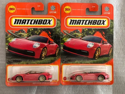 MB1422 Porsche 911 Carrera Cabriolet in Red with Gold Wheels. This factory blooper missed the windshield. This is marked