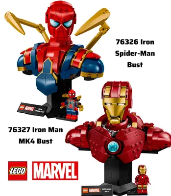 [漫威新品] LEGO 76327 Iron Man MK4 Bust 與 76326 Iron Spider-Man Bust 二款胸像＋獨家人偶夏季登場！　雖然現在才四月，但剛才 LEGO 官宣了接下來暑假的二款漫威新品。「76327 