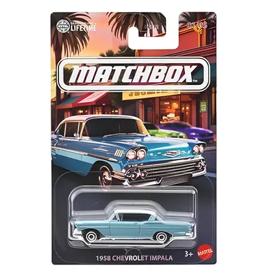 Matchbox Local Cruisers- 1958 Chevrolet Impala- 1935 Ford Pickup- 2019 Ford Mustang Coupe- 1951 Hudson Hornet- 1971 Pont