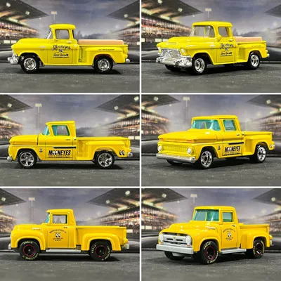 Mooneyes Pickup Choices: 1957 GMC Stepside, 1956 Ford & 1963 Chevy C10…#164diecast, #diecast164, #realriders, #wheelswap