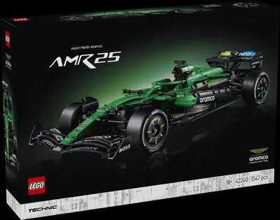 Depois do McLaren... mais um F1. Aí está o LEGO® Technic 42240 Aston Martin Aramco AMR25 F1® Car . Contem 1547 peças e t