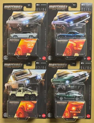 MATCHBOX The Movie Collectors 🎬🎥😀1. 1971 Dodge Challenger R/T2. 1969 Chevrolet Camaro3. Land Rover 6 x 64. 1968 Ford Mus