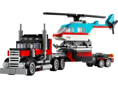 Flatbed Truck with Helicopter