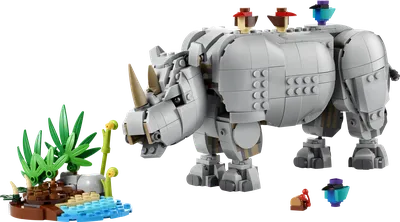 Wild Animals: Majestic Rhino with Birds