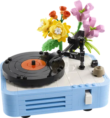 Record Player with Flowers