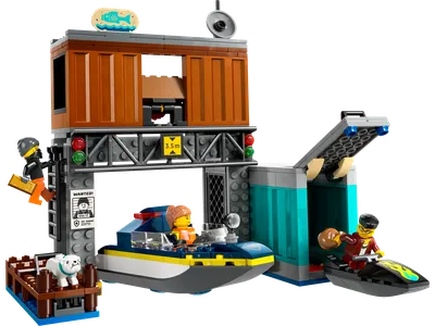 Police Speedboat and Crooks' Hideout