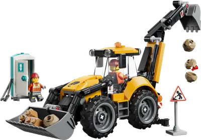 Yellow Backhoe Loader
