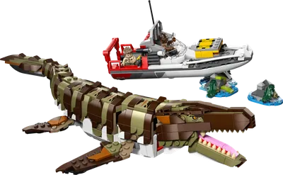 Brick-Built Mosasaurus Boat Mission