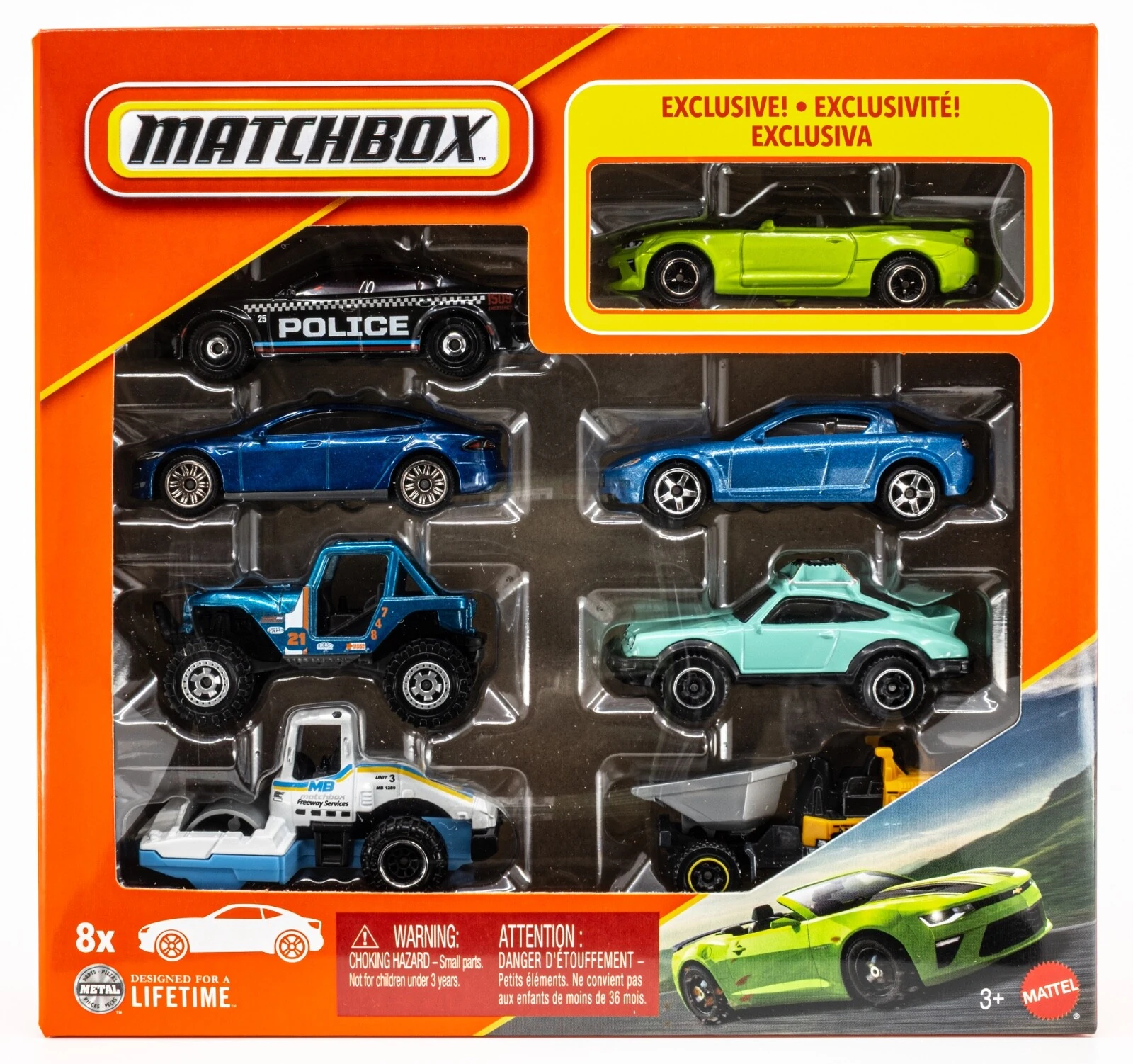 ´16 Chevy Camaro Convertible (Green, Detailed trim; Black racing stripes)