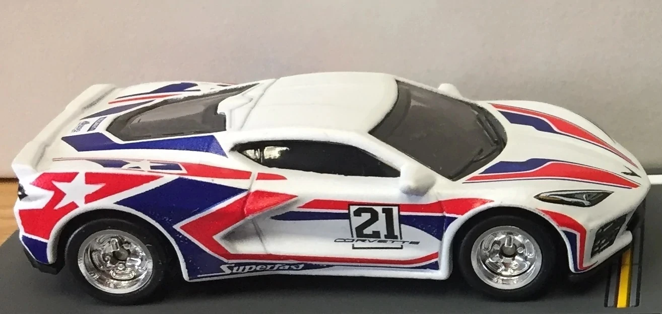 2020 Chevy Corvette (White, Detailed trim, Red & Blue stripes, White…)