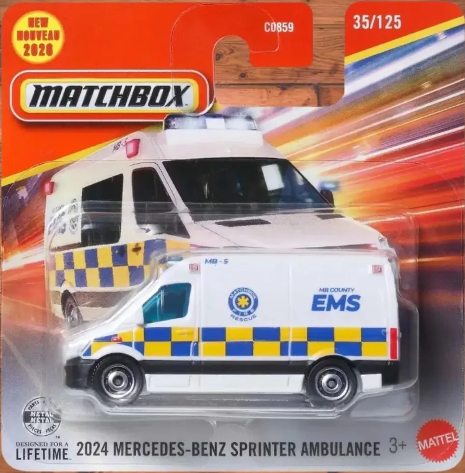2024 Mercedes-Benz Sprinter Ambulance (White, MATCHBOX FIRE RESCUE, MB COUNTY EMS, yel…)