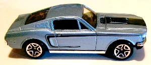 68 Ford Mustang Cobra Jet (Metalflake Light Blue, Black stripes on sides and hood)