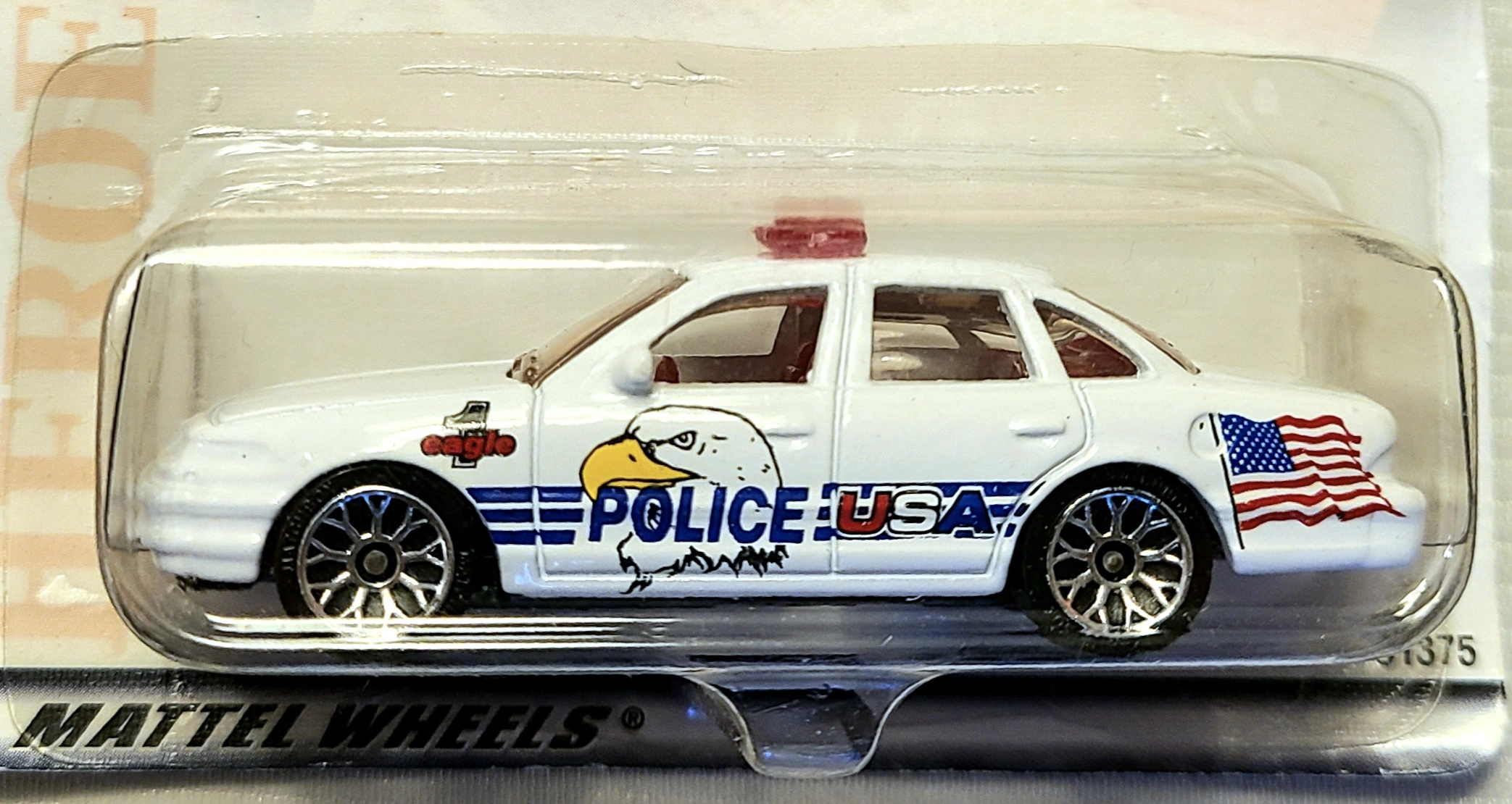 1997 Ford Crown Victoria Police Car (White, POLICE USA, eagle head, US flag)
