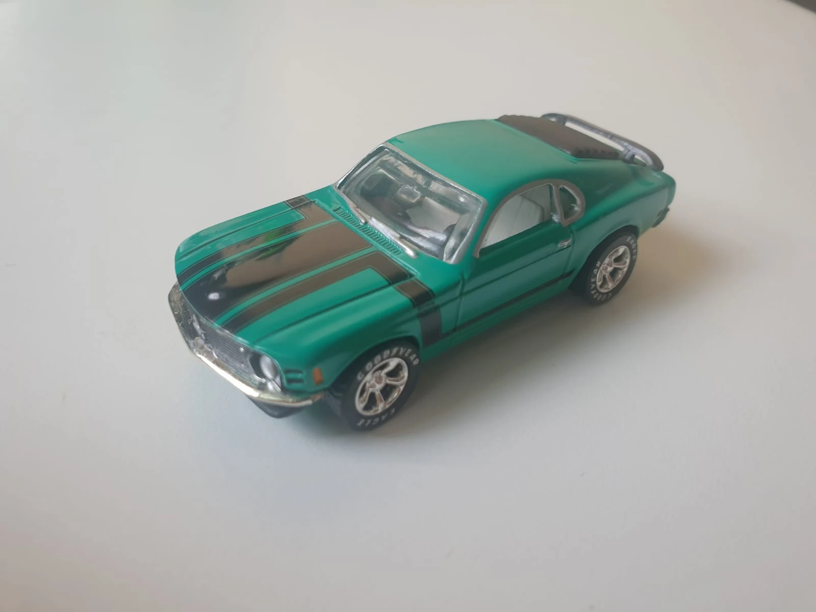 70 Ford Mustang Boss 302 (Teal, Detailed Trim, Black body stripes)