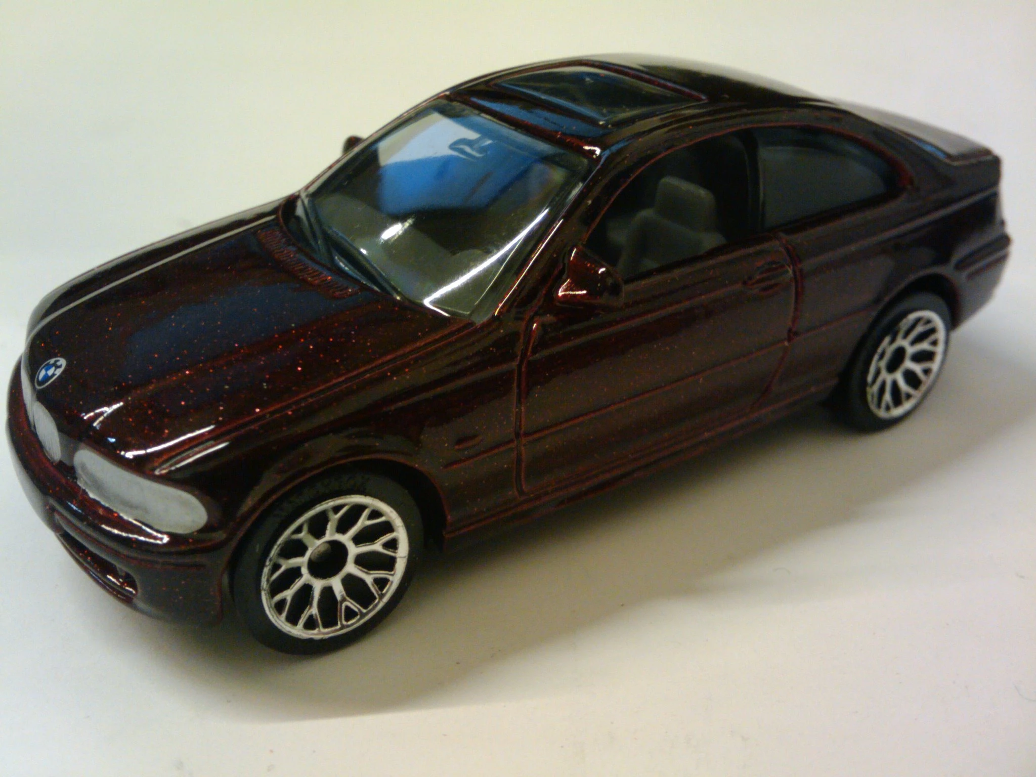 BMW 3 Series Coupe (Metalflake Burgundy, Silver headlights and grille, Matchbox o…)