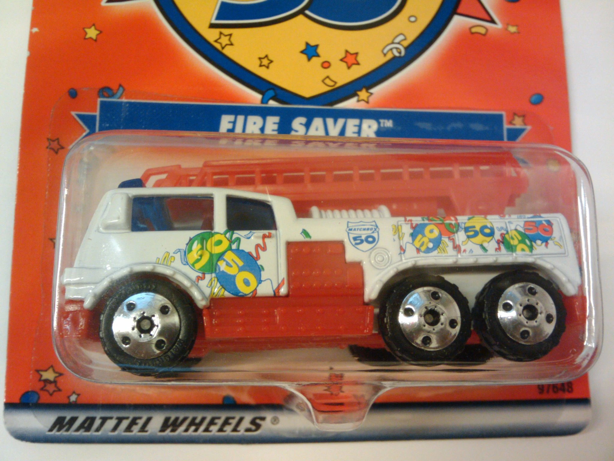 Ladder Truck (White, 50, Balloons, Matchbox 50)
