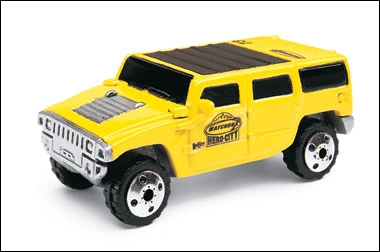 Hummer H2 SUV Concept (Yellow, 73, 'Hero City' logo on door)