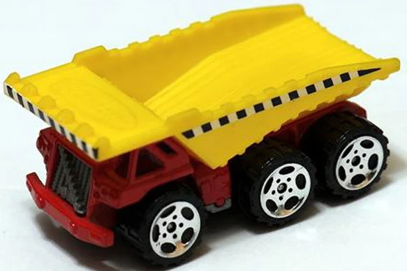 3-Axle Dump Truck (Red / Yellow, Black and White stripes)